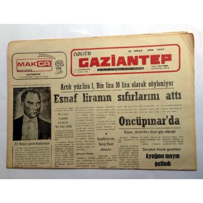 Özgür Gaziantep gazetesi - 22 Nisan 1986 23 Nisan - Efemera