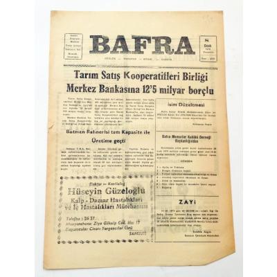 SAMSUN, Bafra gazetesi - 8 Ocak 1976 - Efemera