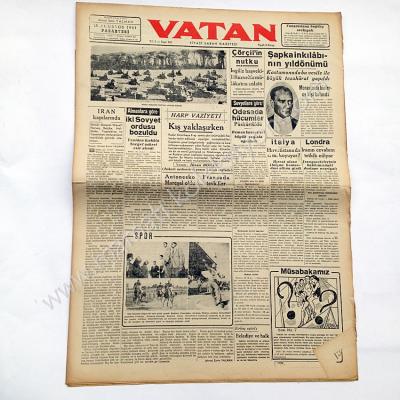 Şapka İnkılabı, haberli Vatan gazetesi 25 Ağustos 1941 - Efemera