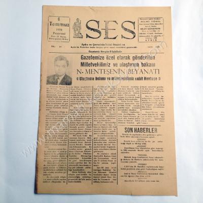 Ses gazetesi, 6 Temmuz 1970 Aydın - Efemera