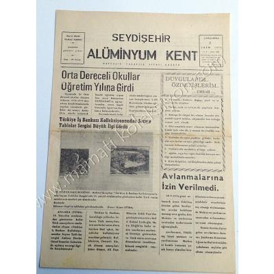 Seydişehir Alüminyum Kent gazetesi, 2 Ekim 1974 Konya - Efemera