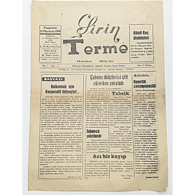 Şirin Terme gazetesi, 13 Haziran 1966 - Efemera