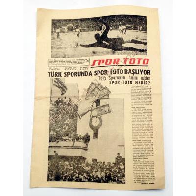 Spor Toto gazetesi, sayı:1 - 27 Ocak 1960 - Efemera