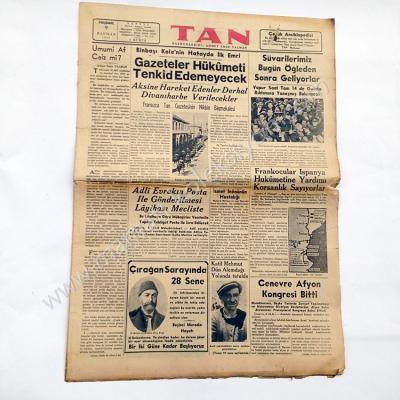 Tan gazetesi, 9 Haziran 1938  Haliyle - Efemera