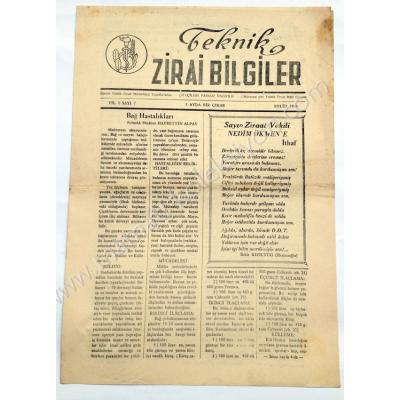 Teknik Ziraat Bilgiler, Eylül 1955, Sayı:7 Çorum - Efemera