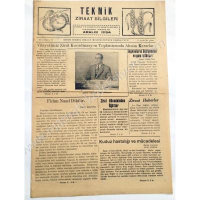 Teknik Ziraat Bilgileri, Aralık 1954, Sayı:54 Niğde - Efemera