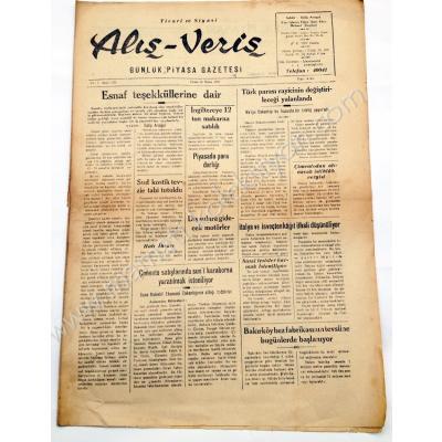 Ticari ve Siyasi Alış - Veriş gazetesi, 18.04.1947 Bakırköy efemeraları, Bakırköy Bez Fabrikası, haberli - Efemera