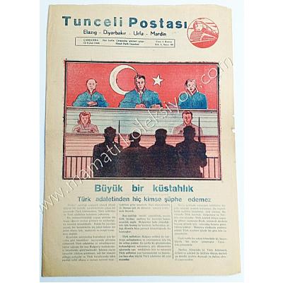 Tunceli Postası gazetesi, 22 Eylül 1948 Elazığ, Urfa, Diyarbakır, Mardin - Efemera
