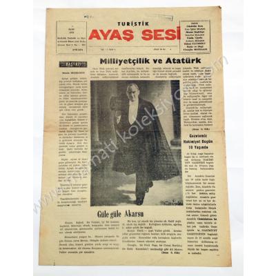 Turistik Ayaş Sesi gazetesi, 1 Eylül 1971, Sayı:1 Atatürk kapaklı - Efemera