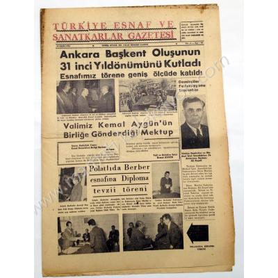 Türkiye Esnaf ve Sanatkarlar gazetesi, 15.10.1954, Sayı:85 - Efemera