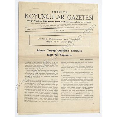Türkiye Koyuncular Gazetesi, 1 Ocak 1961 - Sayı:59-60 Türkiye Yapağı ve Tiftik Anonim Şirketi - Efemera