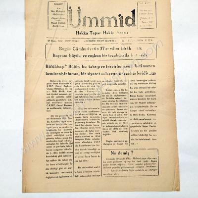 Ümmid gazetesi, 29 Ekim 1960 29 Ekim gazeteleri, Diyarbakır - Efemera