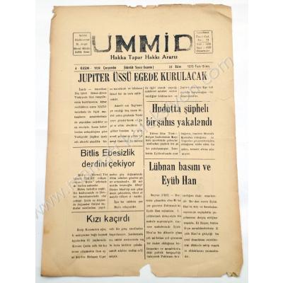 Ümmid Hakka tapar Hakkı ararız gazete, 4 Kasım 1959 Diyarbakır - Efemera
