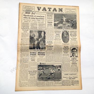 Vatan gazetesi, 16 Haziran 1941 At yarışları, Hipodrom, Suriye'de müttefikler - Efemera