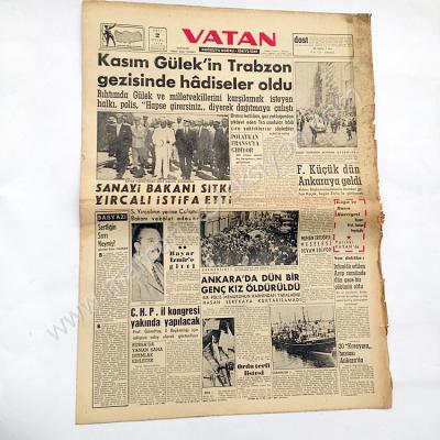 Vatan gazetesi, 2 Eylül 1958  Haliyle - Efemera