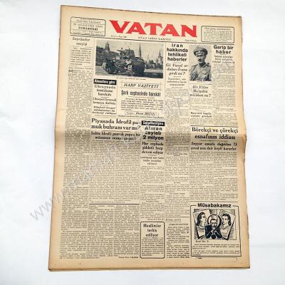 Vatan gazetesi, 23 Ağustos 1941 - Efemera