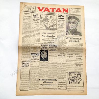 Vatan gazetesi, 26 Ağustos 1941 - Efemera