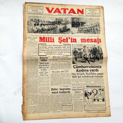 Vatan gazetesi, 31 Ağustos 1941 