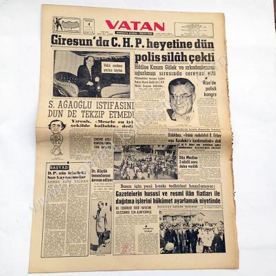 Vatan gazetesi, 4 Eylül 1958 Galatasaray, Beykoz - Efemera