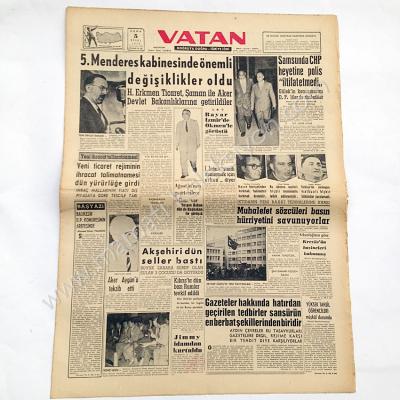 Vatan gazetesi, 5 Eylül 1958 Beşiktaş, Adalet, Karagümrük - Efemera