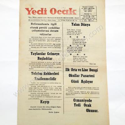 Yedi Ocak gazetesi, 13 Eylül 1988 Osmaniye - Efemera