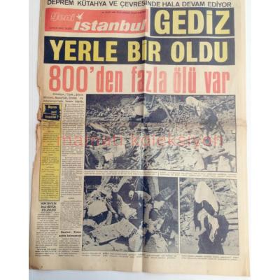 Yeni İstanbul gazetesi, 30 Mart 1970, Gediz depremi,Öztürk SERENGİL - Efemera