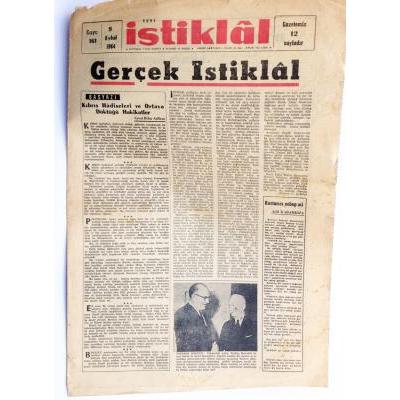 Yeni İstiklal gazetesi - 9 Eylül 1964 - Efemera