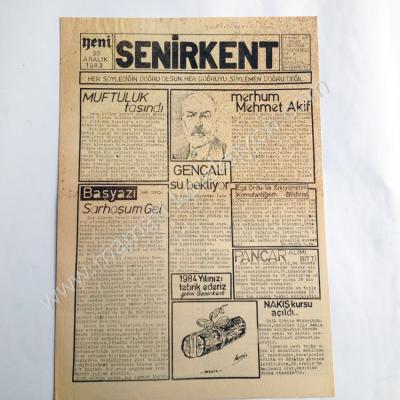 Yeni Senirkent gazetesi, 30 Aralık 1980, Sayı:4 Isparta, Senirkent - Efemera