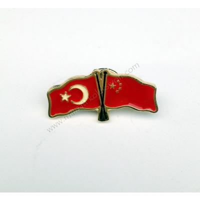 Türkiye ve Çin Bayraklı rozet 